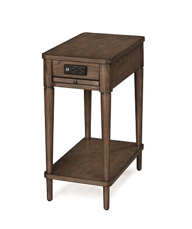 Wireless Charging Side Table with Pull-Out Tray - Modern End Table with Built-in Qi Charger for Living Room, Bedroom & Office
