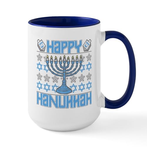 White/Navy Inside - Happy Hanukkah