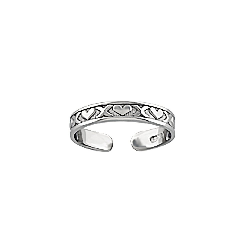 14K White Gold Adjustable Nautical Toe Ring with Small X & Heart Design - Perfect for Beach Vacations, Summer Outfits, and Boho Fashion Accessories