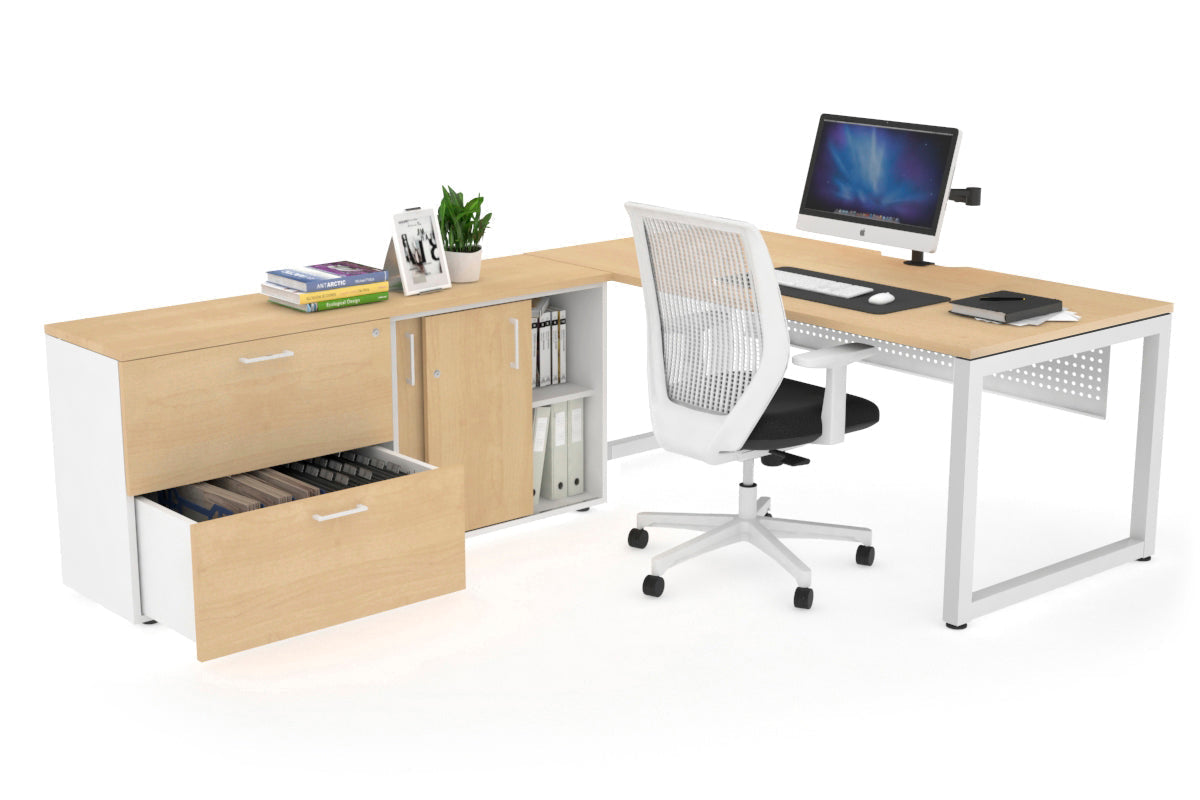Quadro Loop Executive White Frame Office Chair - 1800L x 800W with Cable Scallop - Ergonomic Desk Chair for Home & Office Workspace
