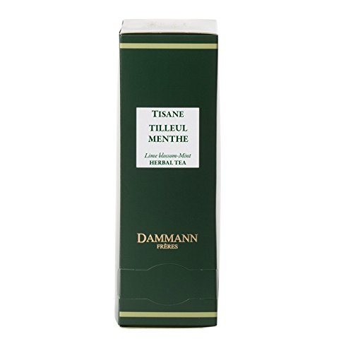 DAMMANN FRERES Premium Lime Blossom Peppermint Herbal Tea - 4 x 24 Individually Wrapped Crystal Tea Bags - Refreshing & Relaxing Blend for Afternoon Tea Time or Evening Wind Down