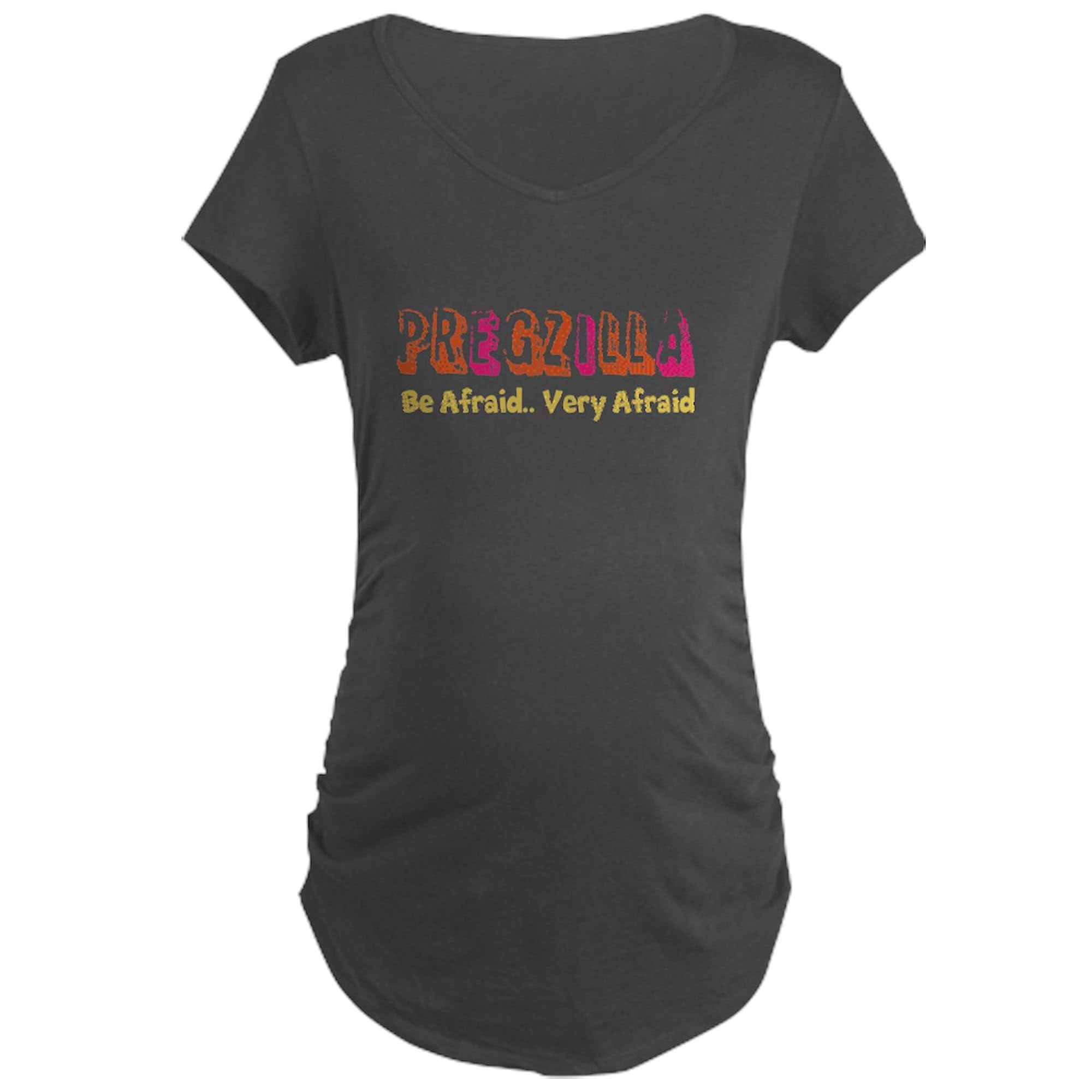 Pregzilla Be Afraid Maternity T-Shirt for Women - Stretchy Ruched Side Design for Comfort During Pregnancy | Perfect for Baby Showers & Maternity Photos