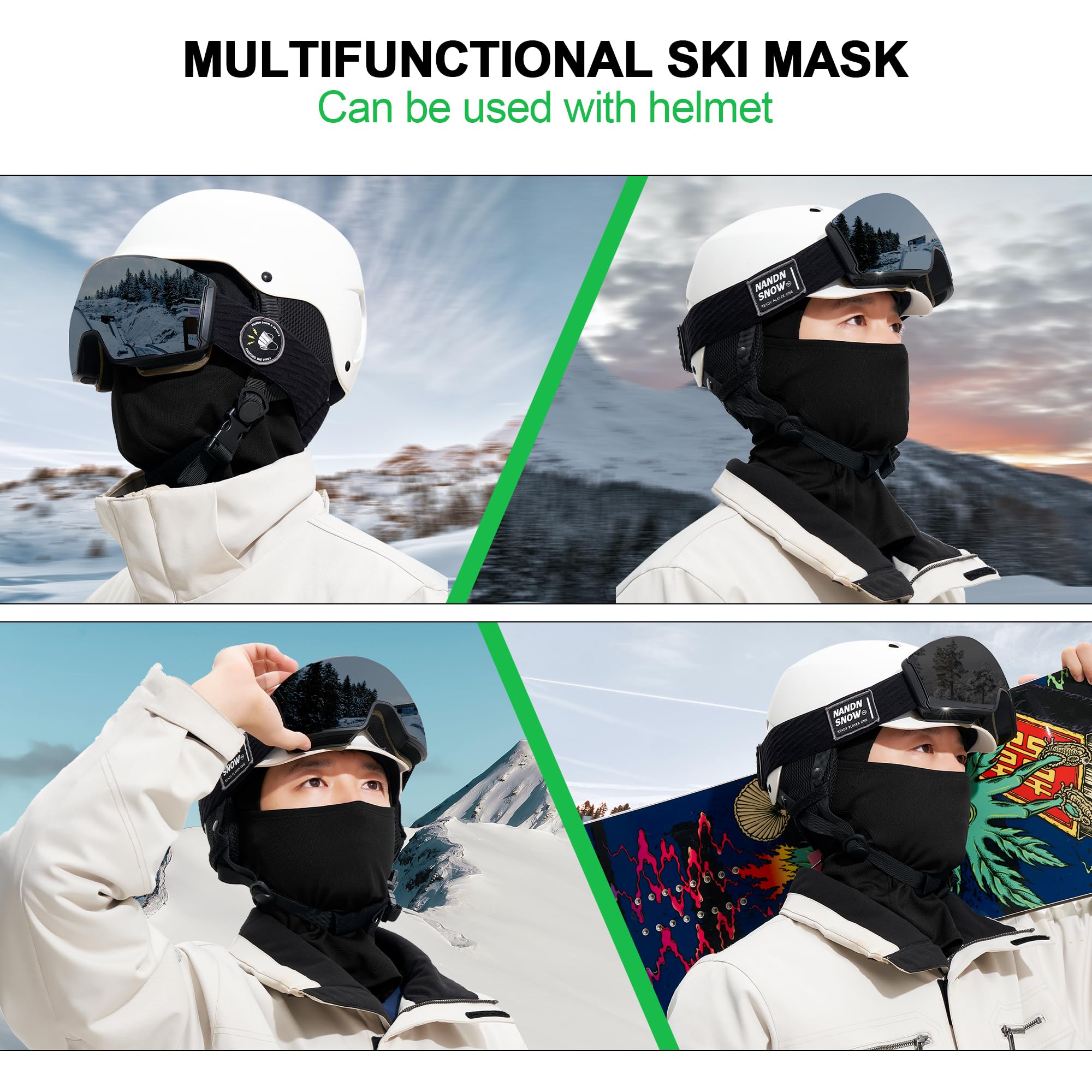 3-Pack Balaclava Ski Mask for Men & Women - Breathable Full Face Cover for Skiing, Snowboarding, Cycling & Outdoor Winter Sports - Cold Weather Gear for Running, Hiking & Motorcycle Riding