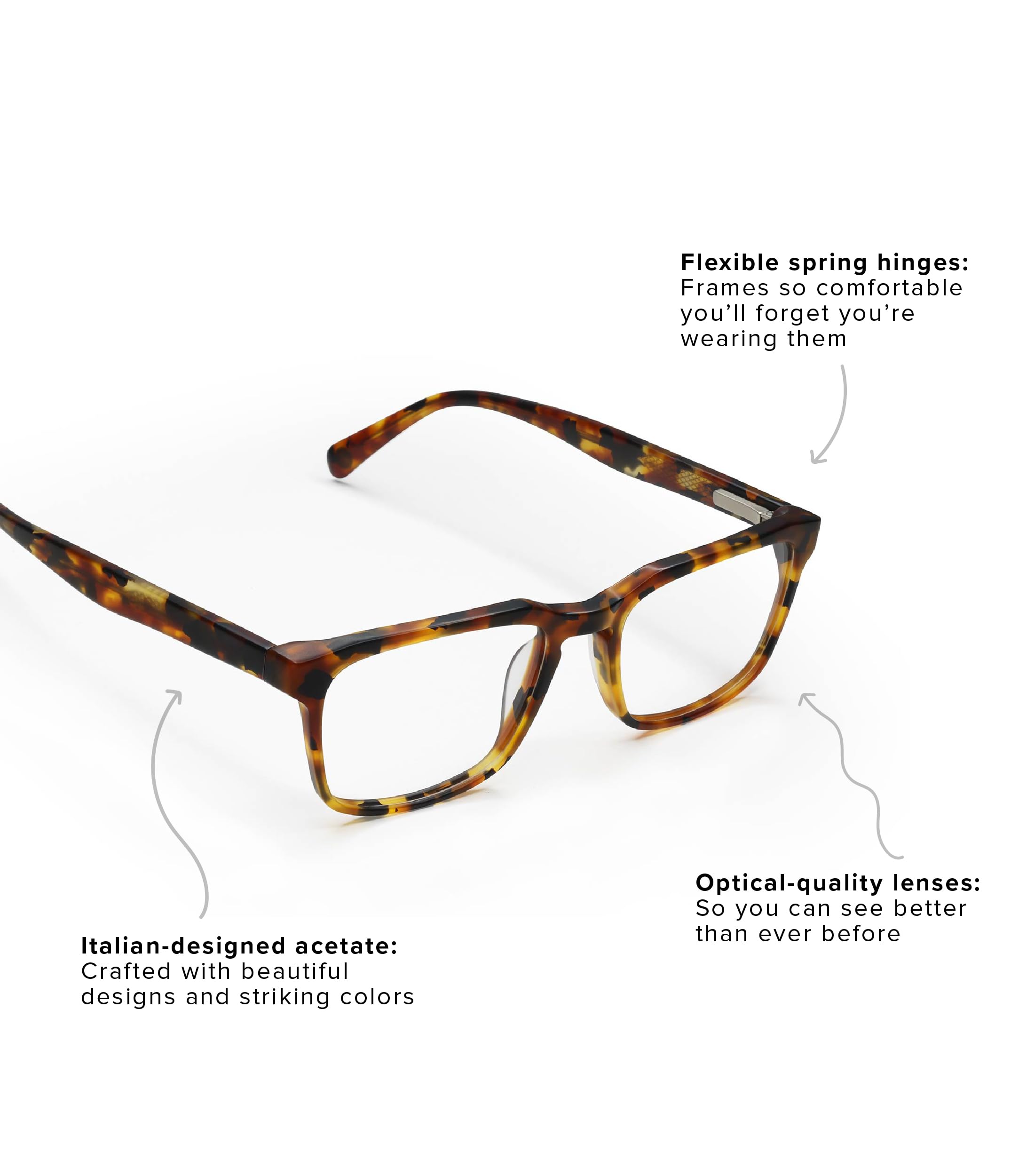Premium Reading Glasses for Men - Seymour Glass by Eyebobs | Wide Rectangle Frame for Wide Faces | 0.0x to 4.0x Magnification | Perfect for Office, Reading & Computer Work