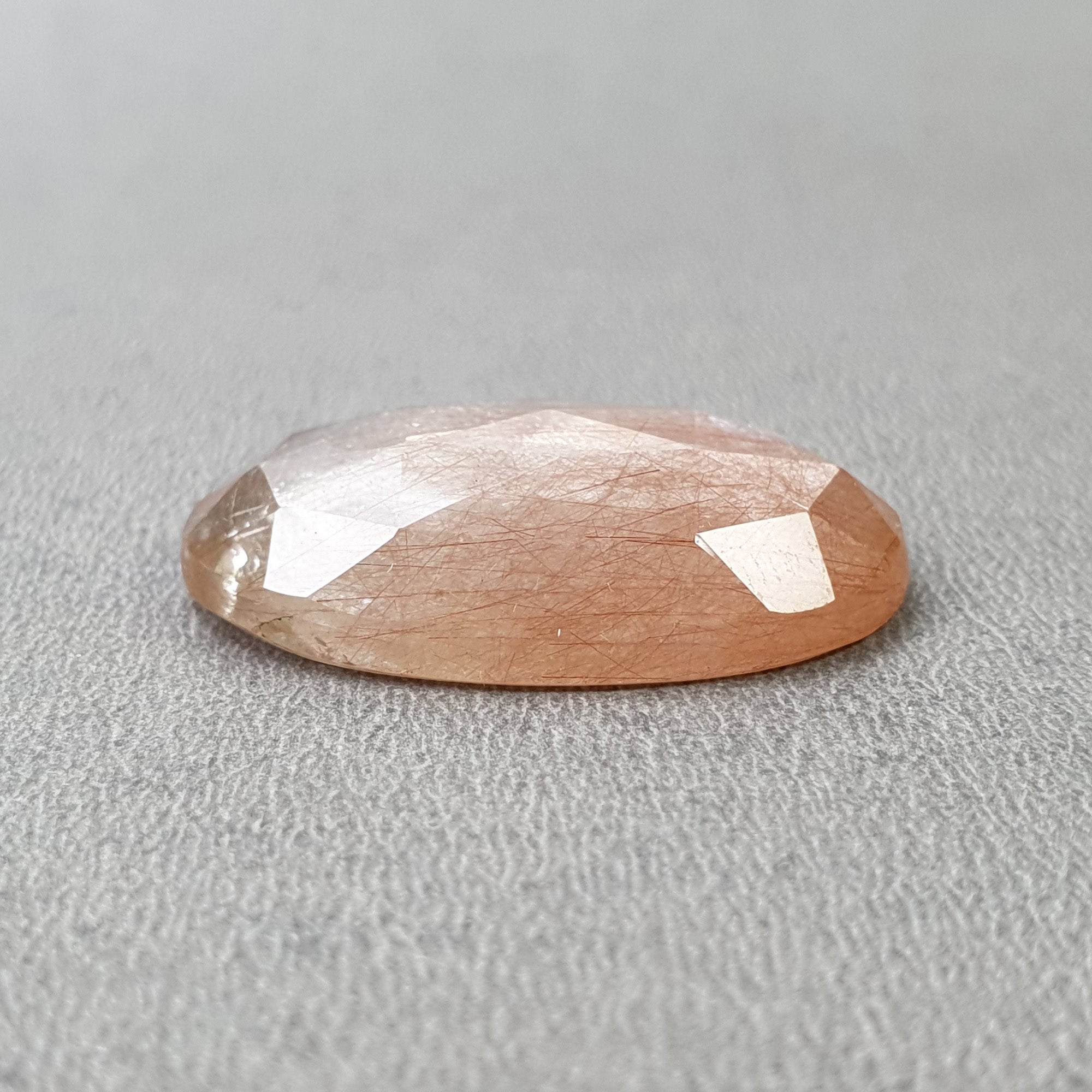 Natural Brown Rutile Quartz Gemstone - 38.50cts Oval Rose Cut (31x22mm) | Untreated & Unheated | Jewelry Making, Crystal Healing, Collection | With Video