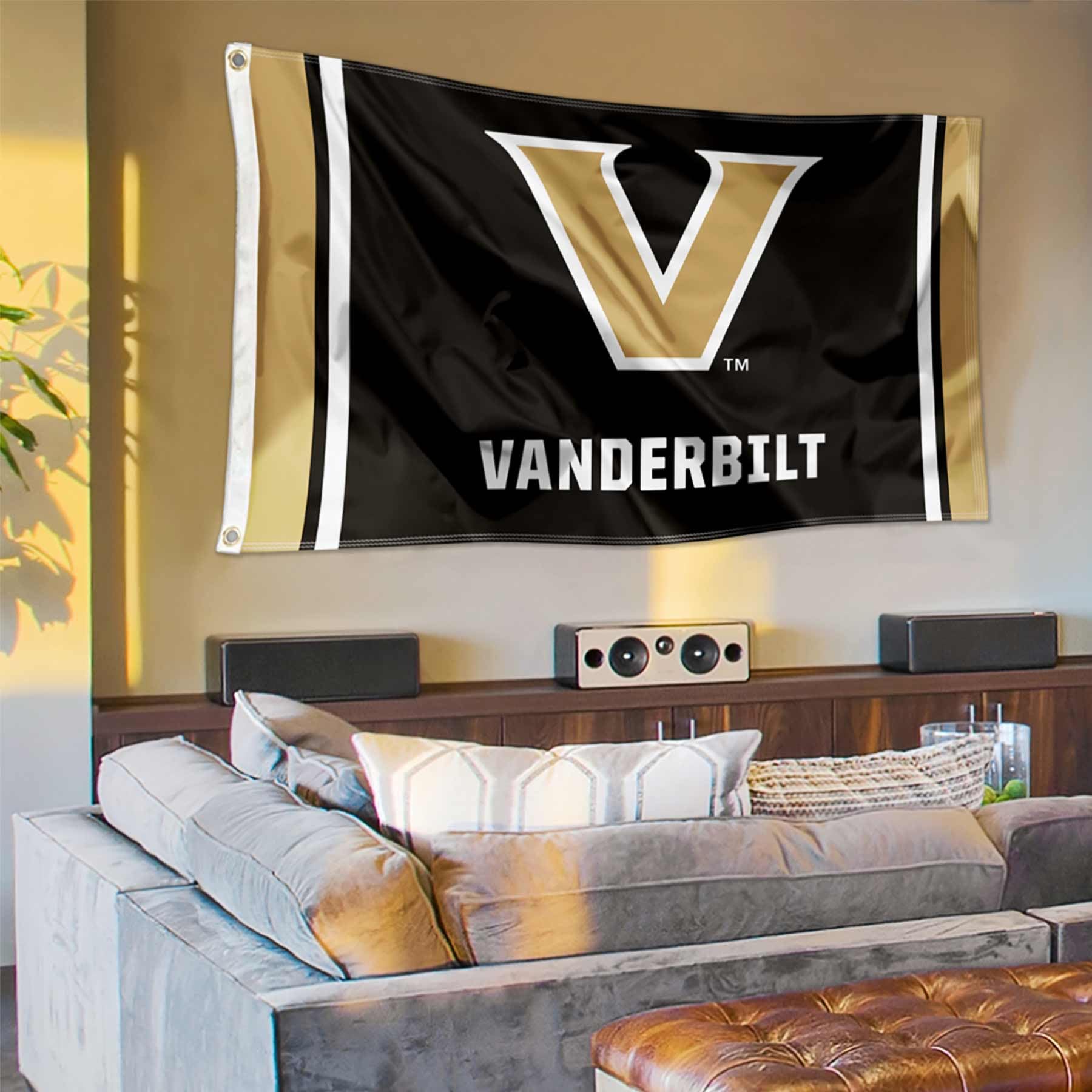 Vanderbilt Commodores Stripes Large Grommet Banner Flag - College Football Team Spirit Decor for Game Day, Tailgating & Home Decor