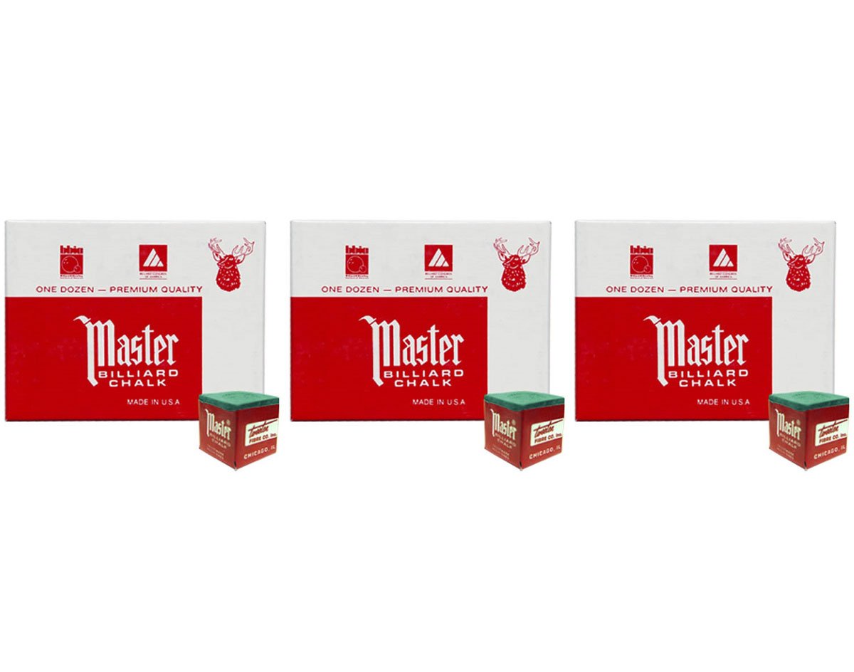Premium Masters Green Billiard Chalk - 12-Pack (3 Dozen) for Pool & Snooker - Free US Shipping | Perfect for Professional Players & Home Game Rooms