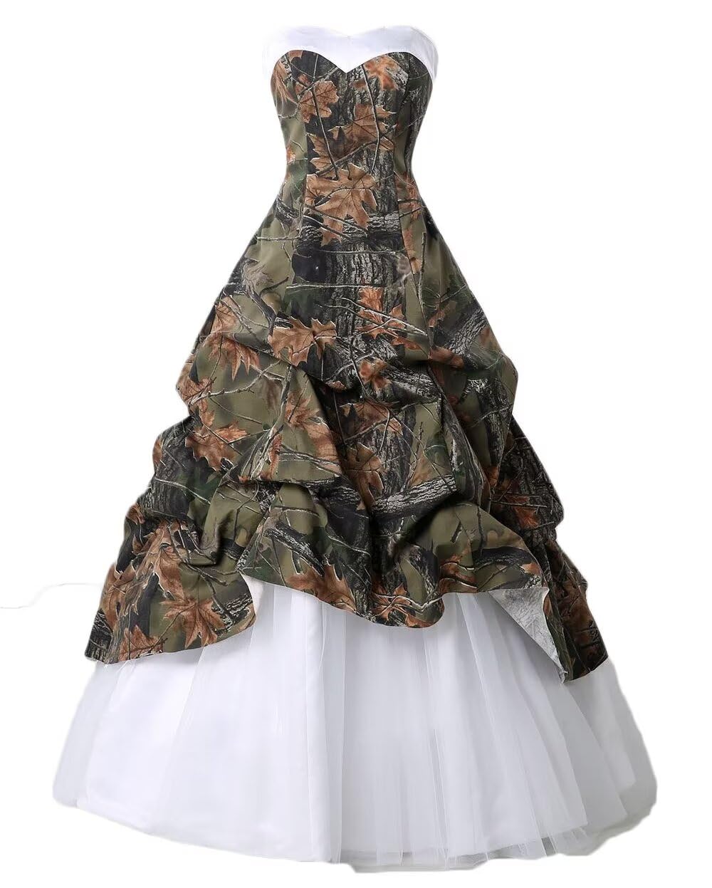 YJNXHN Women's Camouflage Sweetheart Wedding Dress - Camo Satin Bridal Ball Gown for Outdoor & Military Themed Weddings | Perfect for Forest, Beach, and Unique Ceremonies