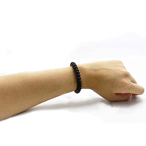 Upavista Spiral Hair Ties for Women - No Crease Seamless Elastic Hair Coils, 5-Piece Set (Black) | Traceless Ponytail Holders, Phone Cord Hair Rings for Workout, Office & Everyday Use