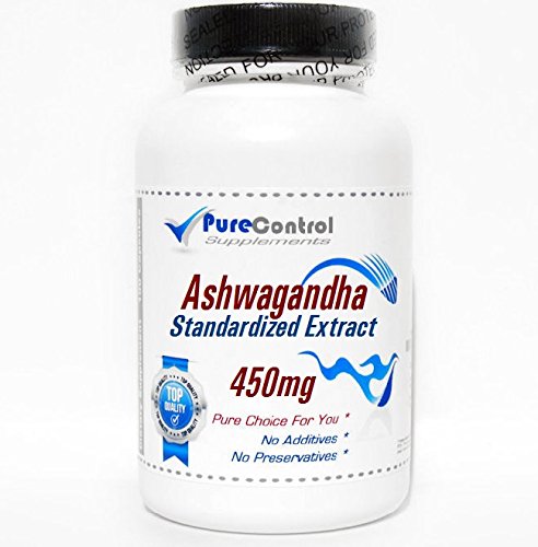 PureControl Supplements Ashwagandha Standardized Extract 450mg - 180 Capsules | Stress Relief & Immune Support | Vegan, Non-GMO | for Daily Wellness & Anxiety Management