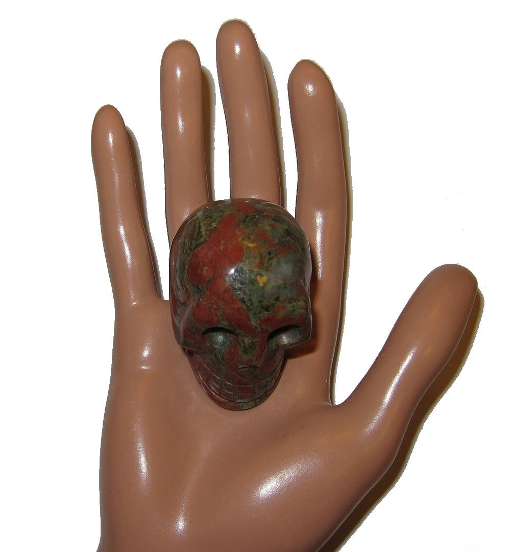 Natural Unakite Crystal Skull Carving for Psychic Communication & Meditation - Healing Stone for Spiritual Growth & Energy Work