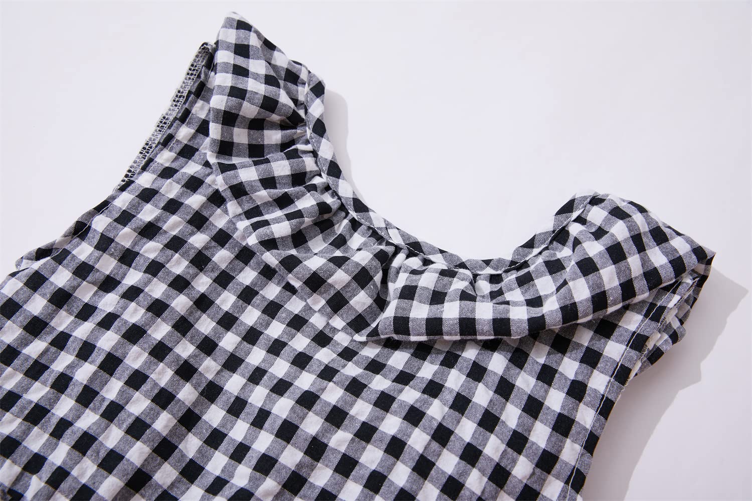 Toddler Baby Girls Cotton Ruffle Backless Sleeveless Swing Plaid Dress - Cute Casual Summer Outfit for Playdates, Parties & Photo Shoots