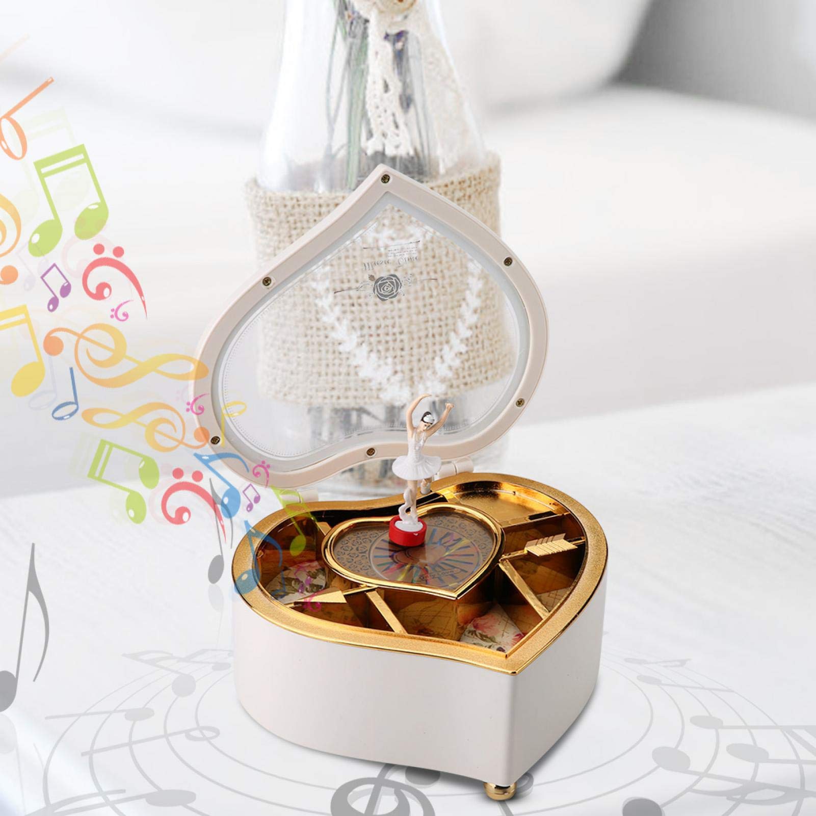 Heart-Shaped Ballet Jewelry Music Box - Rotating Musical Gift for Dancers, Ballerinas & Music Lovers - Perfect for Birthdays, Anniversaries & Special Occasions