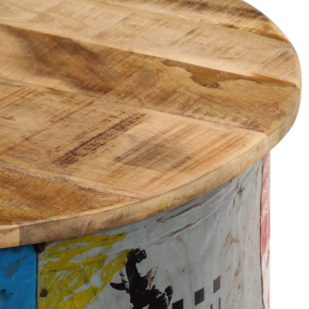 2-Pack Round Coffee Tables - Rustic Solid Mango Wood Accent Tables for Living Room, Modern Home Furniture - Perfect for Coffee, Books & Decor in Cozy Spaces