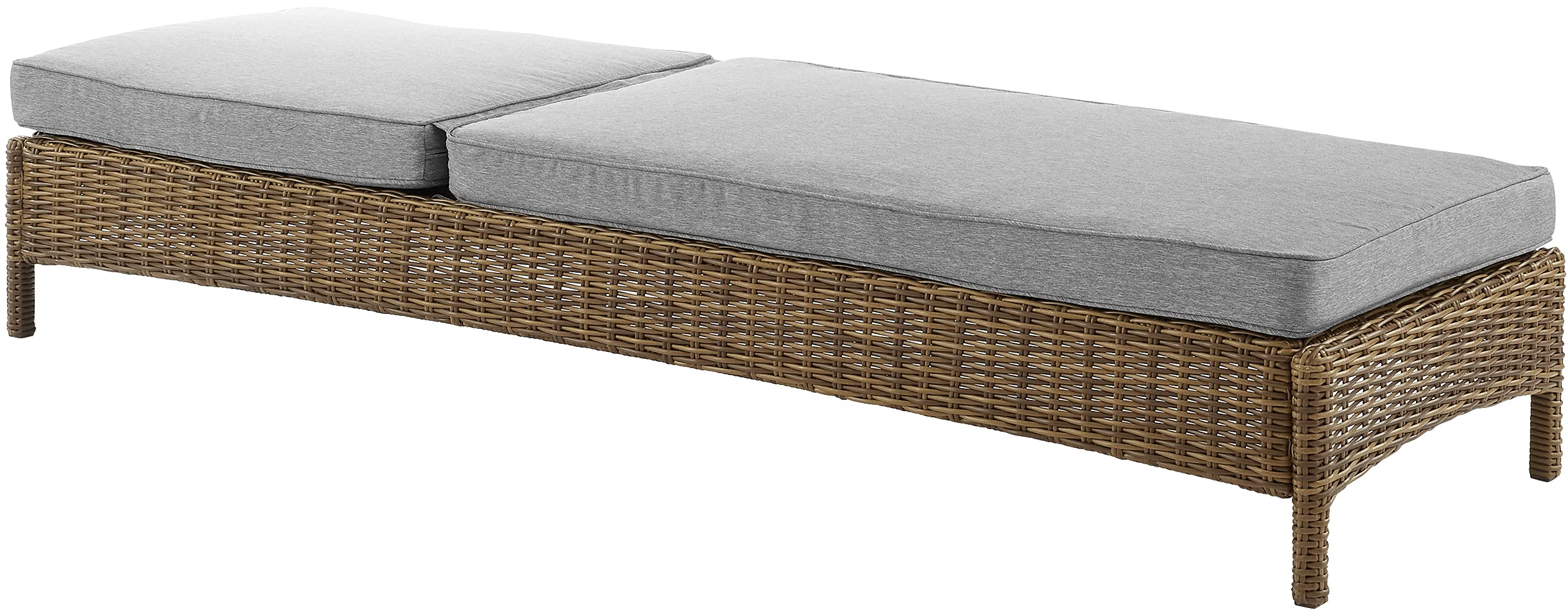Crosley Bradenton Reclining Wicker Chaise Lounge Chair - Weather-Resistant Outdoor Furniture for Patio, Deck, Backyard & Poolside - Weathered Brown with Gray Cushions | Perfect for Sunbathing, Relaxing & Outdoor Lounging