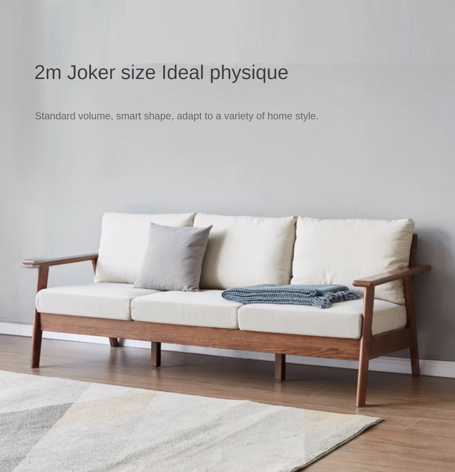 Premium Oak Solid Wood Sofa with Soft Fabric Cushions - Durable Modern Living Room Furniture for Home & Office Comfort