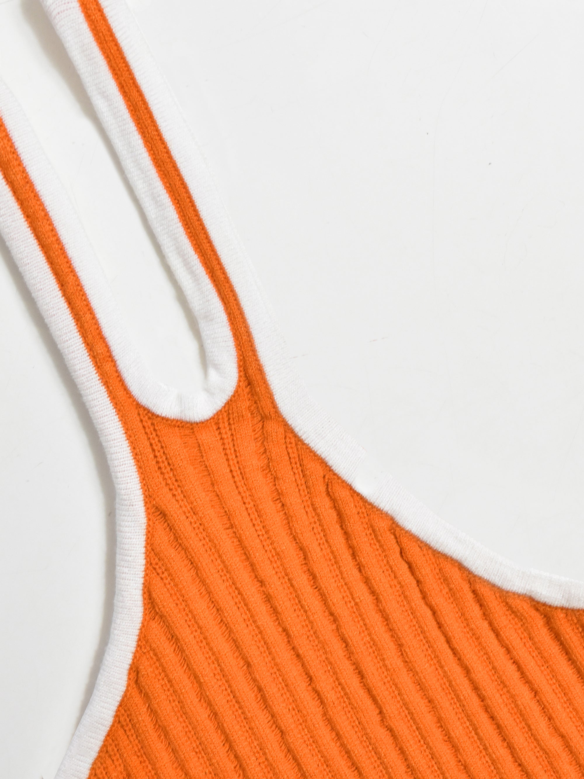 Orange Contrast Cut Out Shoulder Knit Dress - Women's Fashion Bodycon Midi Dress for Party, Date Night & Casual Outings