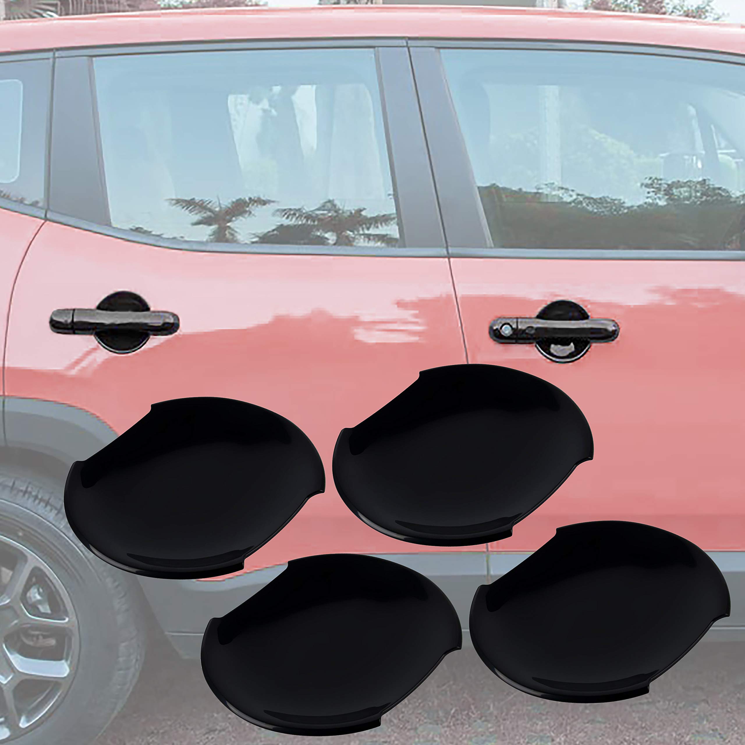 Jeep Renegade Accessories Kit - 18pcs Black Door Handle Covers, Gas Tank Cover, Tail Light Guards, Headlight Bezels & Front Grill Inserts | Off-Road Protection & Style Upgrade
