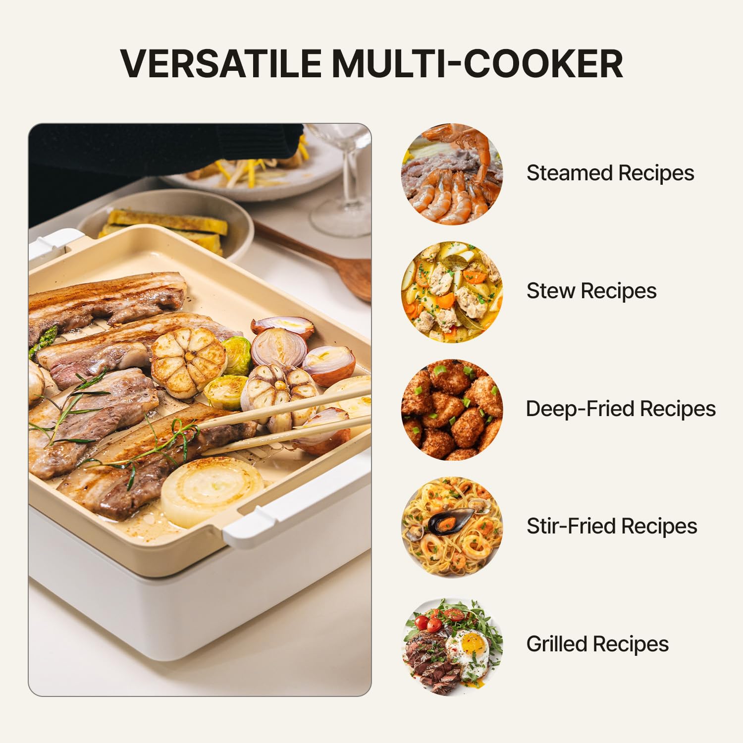Dr.HOWS 3-in-1 Electric Skillet - Multi-Cooker, Hot Pot, Fryer, Griddle & Grill with Nonstick Coating, Even Heating & Glass Lid (Yellow) - Perfect for Home Cooking, Camping & Small Kitchen Spaces