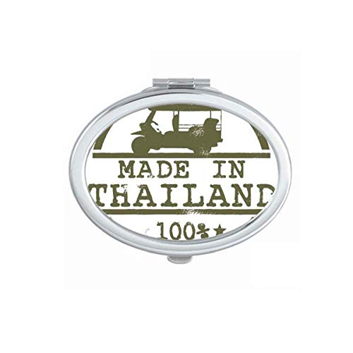 DIYthinker Thailand Handmade Double-Sided Portable Folding Mirror with Tractor Illustration - Perfect for Travel, Makeup, and Home Decor
