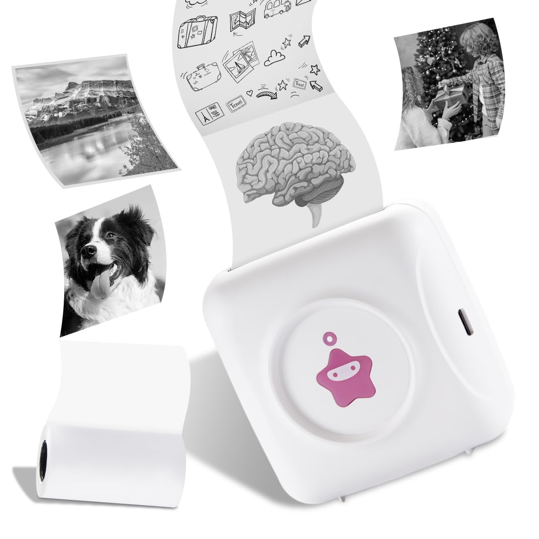 Vretti Sticker Printer TP2-Y - 2024 New Mini Thermal Bluetooth Label Maker for iPhone Android | Portable Photo Printing for DIY Crafts, Travel Journal, Business Labels & Office Organization