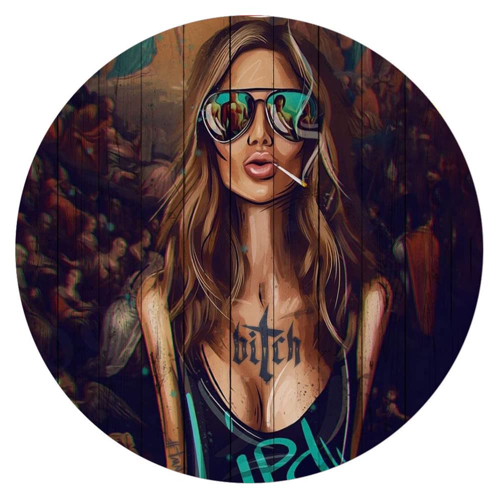 1000-Piece Round Wall Art Puzzle - Modern Girl Character Series | Wooden Circular Jigsaw Puzzle for Adults & Couples | Educational Toy, Home Decor, Party Gift for Living Room & Bedroom Decoration