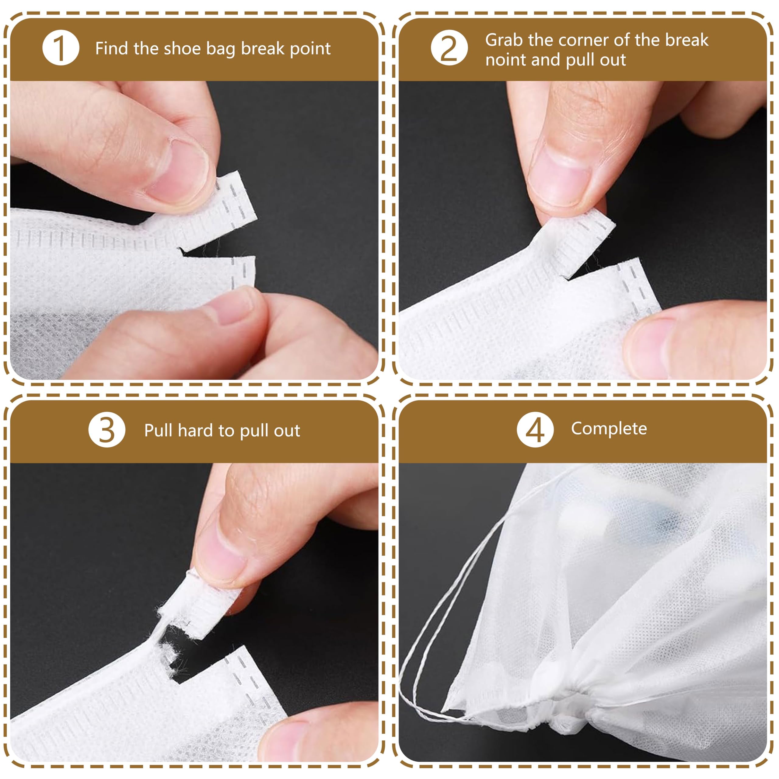 **Caliee 50-Pack Portable Travel Shoe Bags - Dustproof, Breathable Non-Woven Shoe Storage (20 Large + 30 Medium, White) - Perfect for Travel, Gym & Organizing Closet**