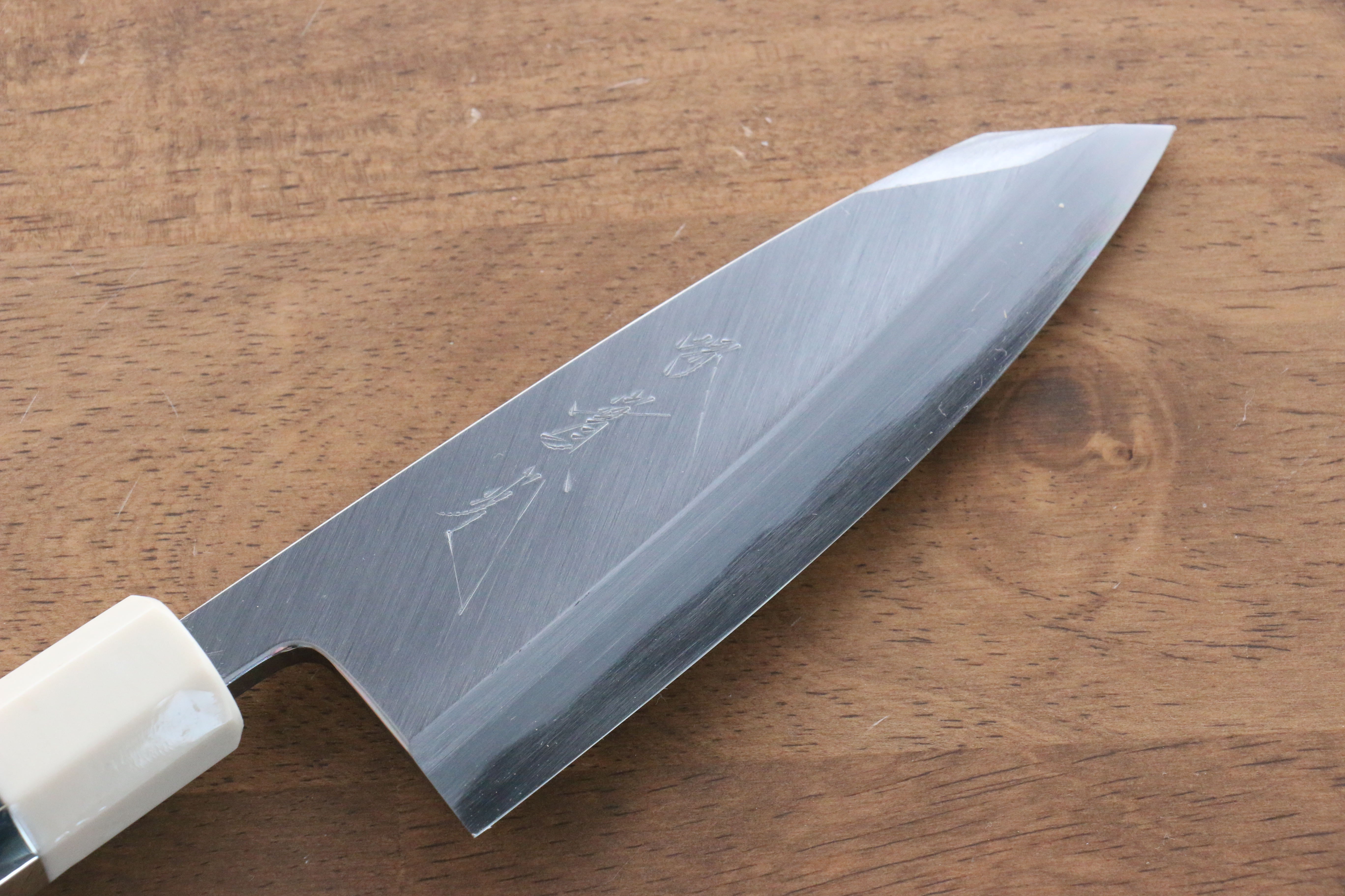 Jikko Shiko Blue Steel Kiritsuke Deba Knife 120mm - Ebony Wood Handle with Double Ring - Professional Japanese Kitchen Knife for Sushi, Fish & Meat Cutting