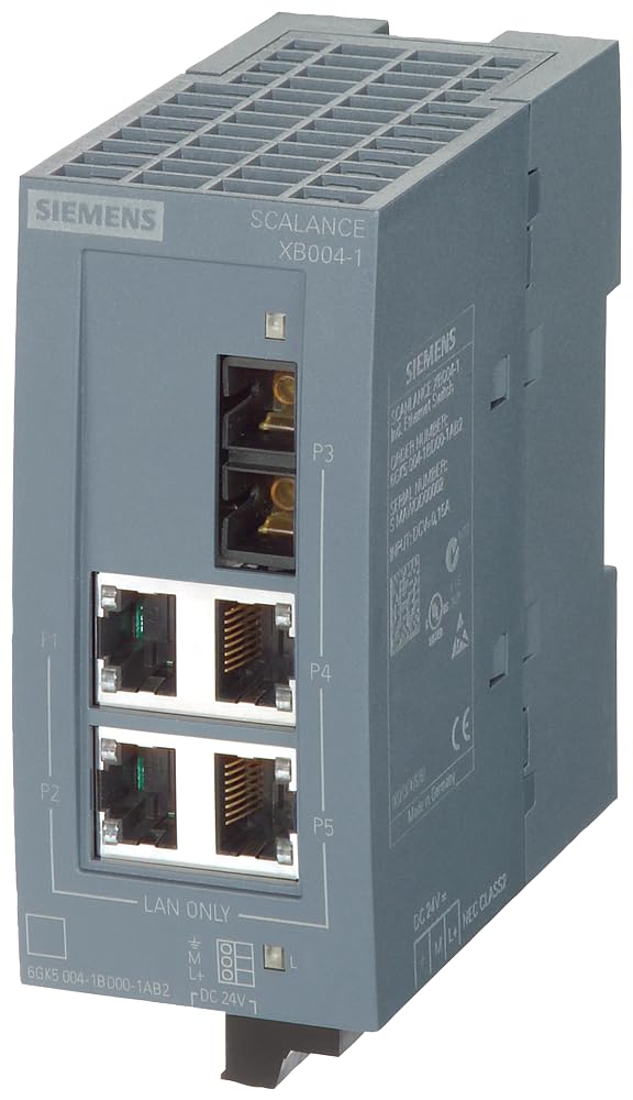 Siemens 6GK5004-1BD00-1AB2 Industrial Ethernet Switch - 4 Port Unmanaged Gigabit Network Switch for Factory Automation & Smart Manufacturing