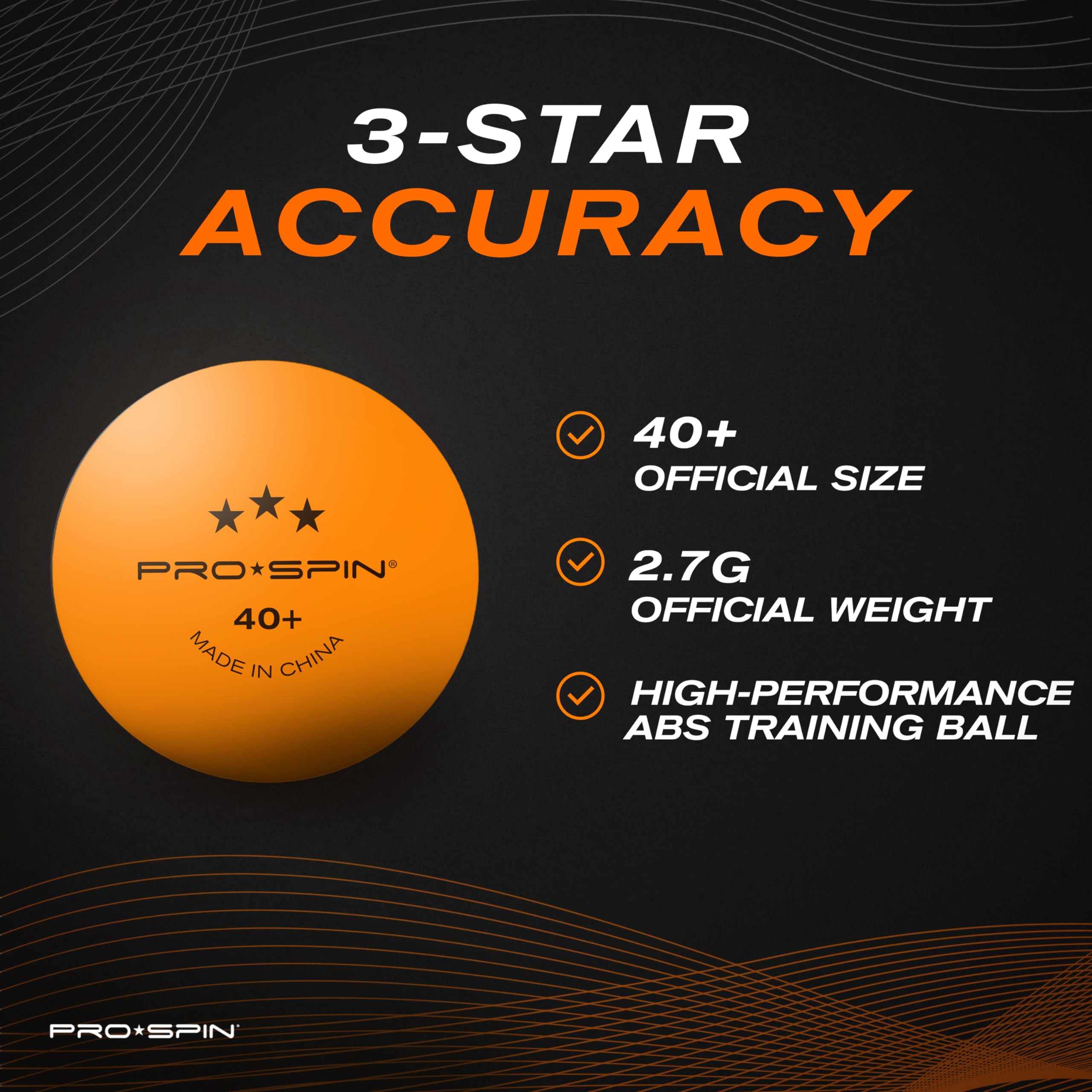 PRO SPIN 3-Star Premium Orange Table Tennis Balls - High-Performance 40+ ABS Professional Ping Pong Balls for Indoor & Outdoor Play | Durable, Tournament Approved | Perfect for Practice, Training & Competitive Matches