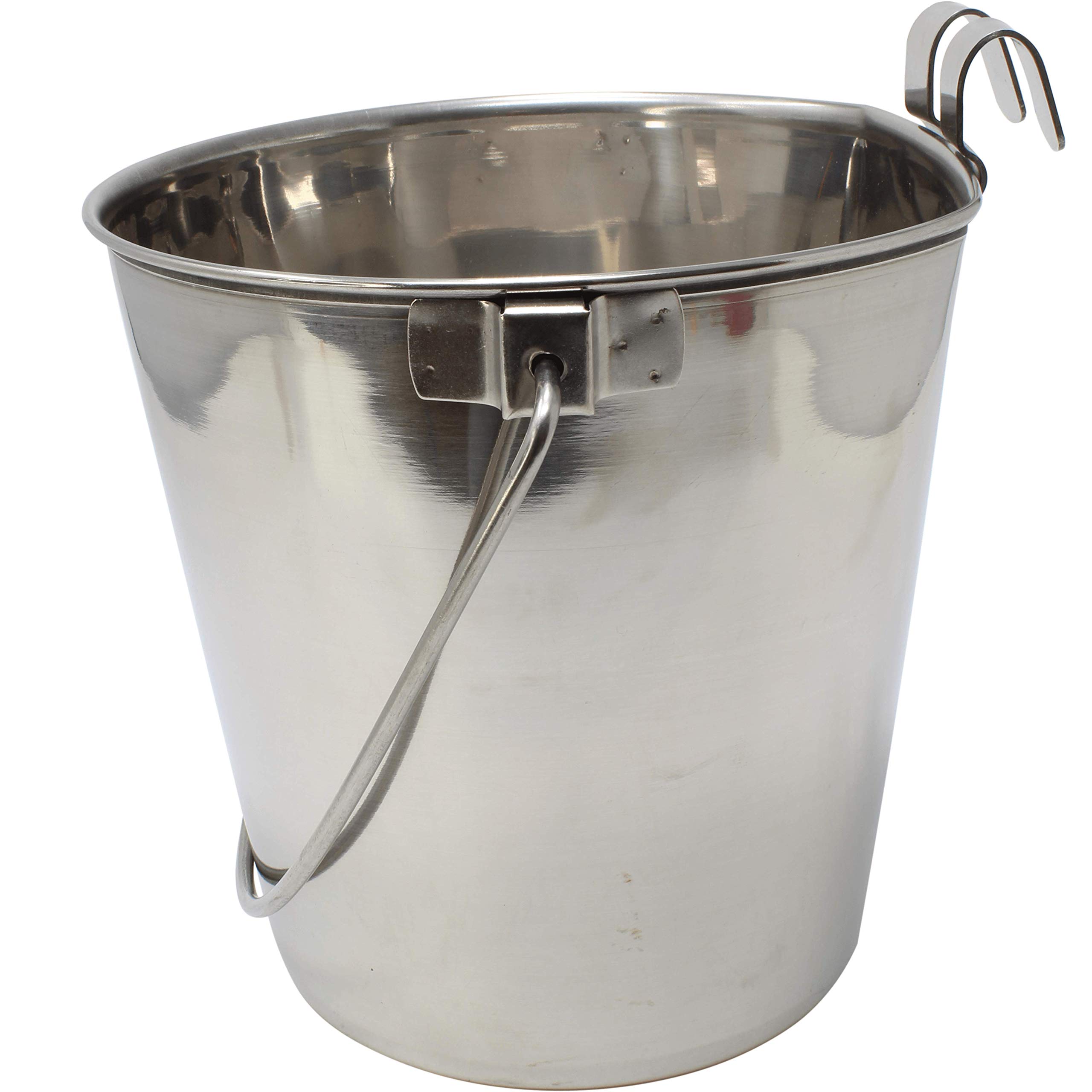 Bonka Bird Toys - 4 Quart Stainless Steel Flat Sided Hook Pail for Parrots & Birds | Durable Metal Bucket for Bird Cage, Play Gym & Training | Safe Chew Toy for Macaws, Cockatoos, African Greys