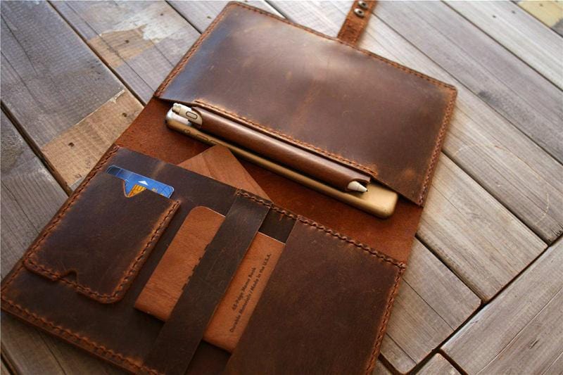 Premium Custom Leather Padfolio Folder - Personalized Business Portfolio Organizer for Professionals, Meetings & Office Use
