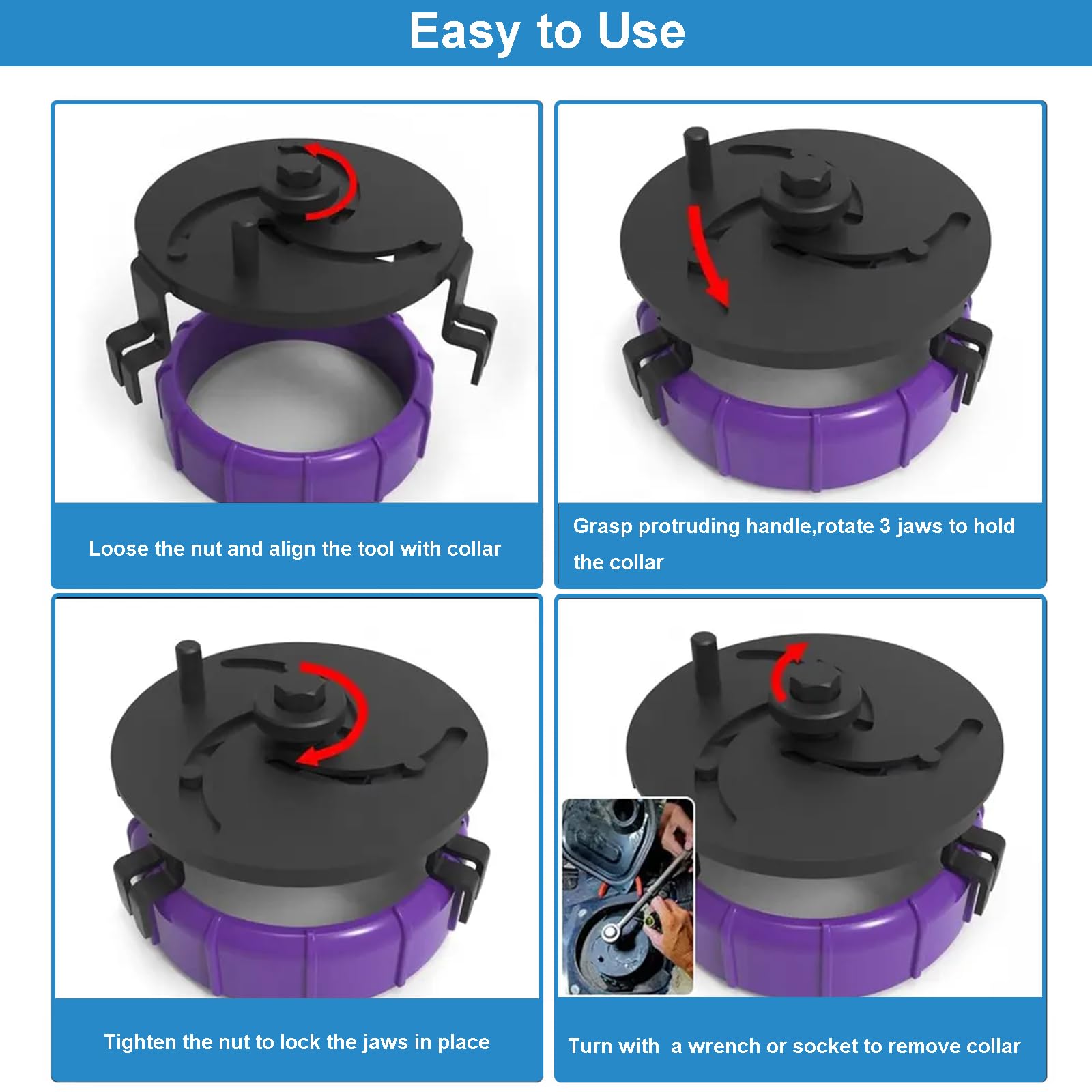 Universal Fuel Pump Removal Tool - Adjustable 3 Jaw Fuel Tank Lock Ring Wrench (3.9