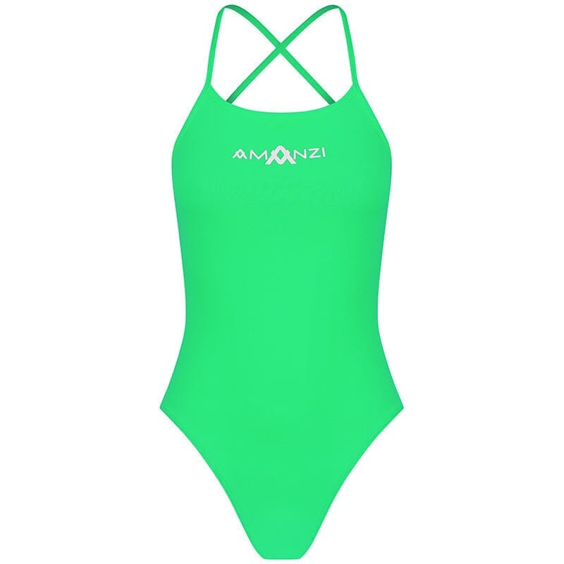 AMANZI Women's Tie Back One Piece Swimsuit - Peppermint Green Bathing Suit for Beach, Pool & Summer Vacation