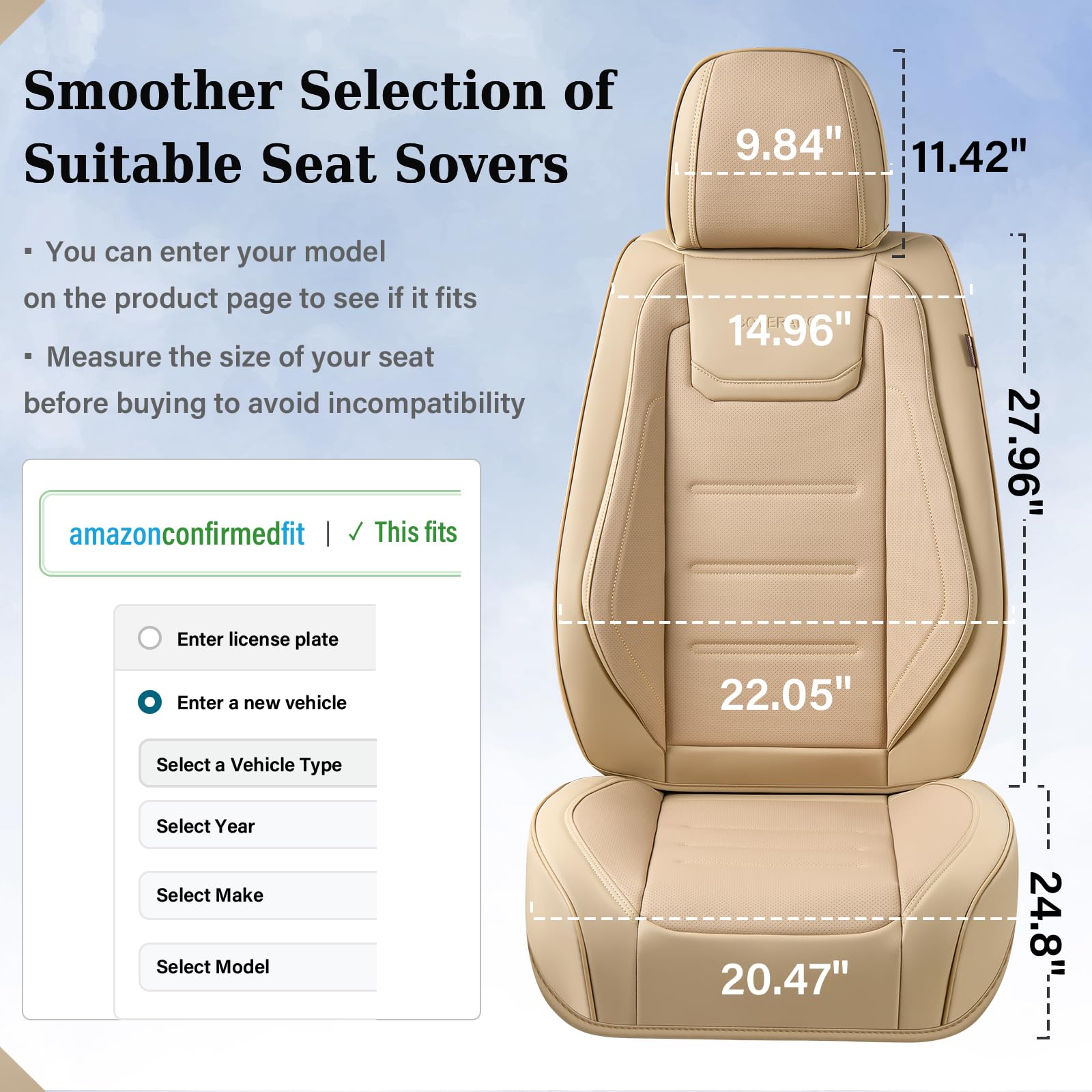 Premium Waterproof Leather Car Seat Covers - Universal Front Seat Protectors for Most Vehicles | Comfortable & Durable Beige Interior Covers | Ideal for Daily Commute, Road Trips & Pet Protection