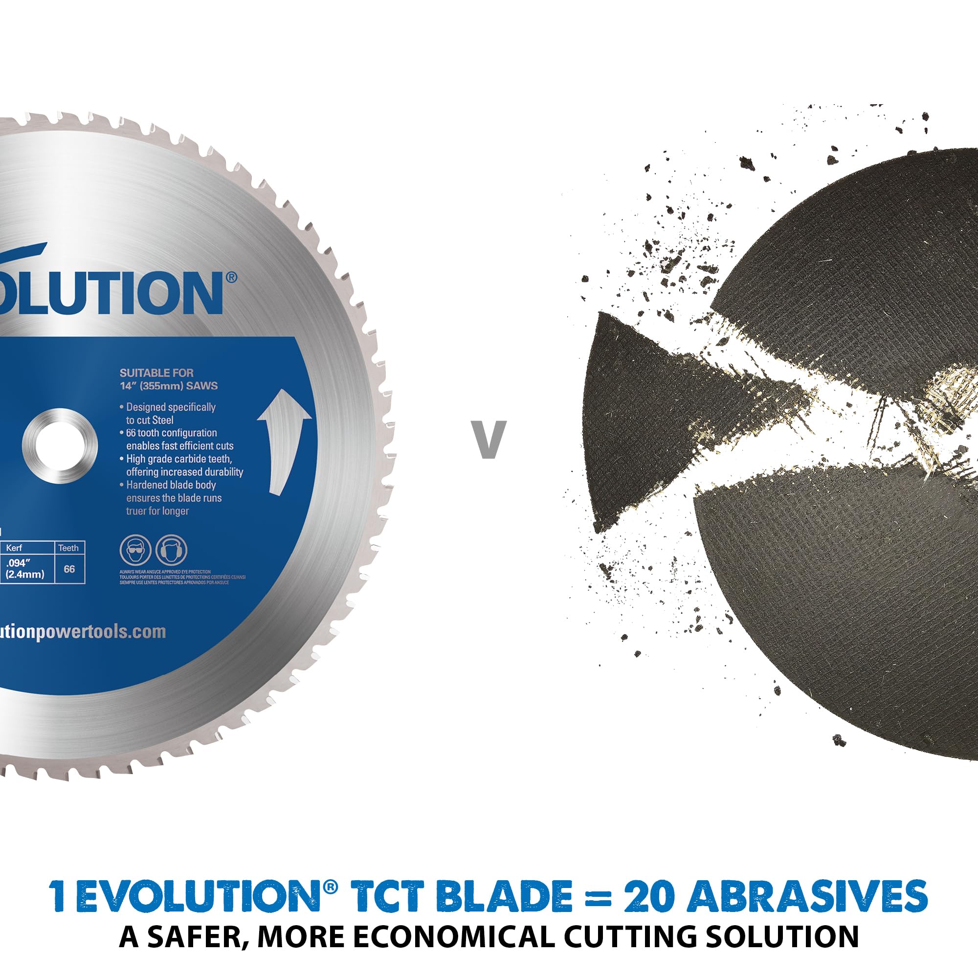 Evolution Power Tools 10-Inch TCT Saw Blade - Professional 52-Tooth Blade for Cutting Mild Steel & Ferrous Metal (1-Inch Arbor) - Perfect for Table Saw Accessories & Woodworking Projects - One Per Pack