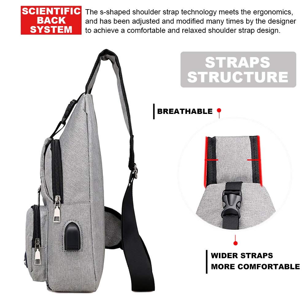 Lightweight Travel Gym Bike Sling Bag with USB Charging Port - Waterproof Shoulder Backpack for Men & Women - Perfect for Cycling, Workout, Hiking & Daily Commute