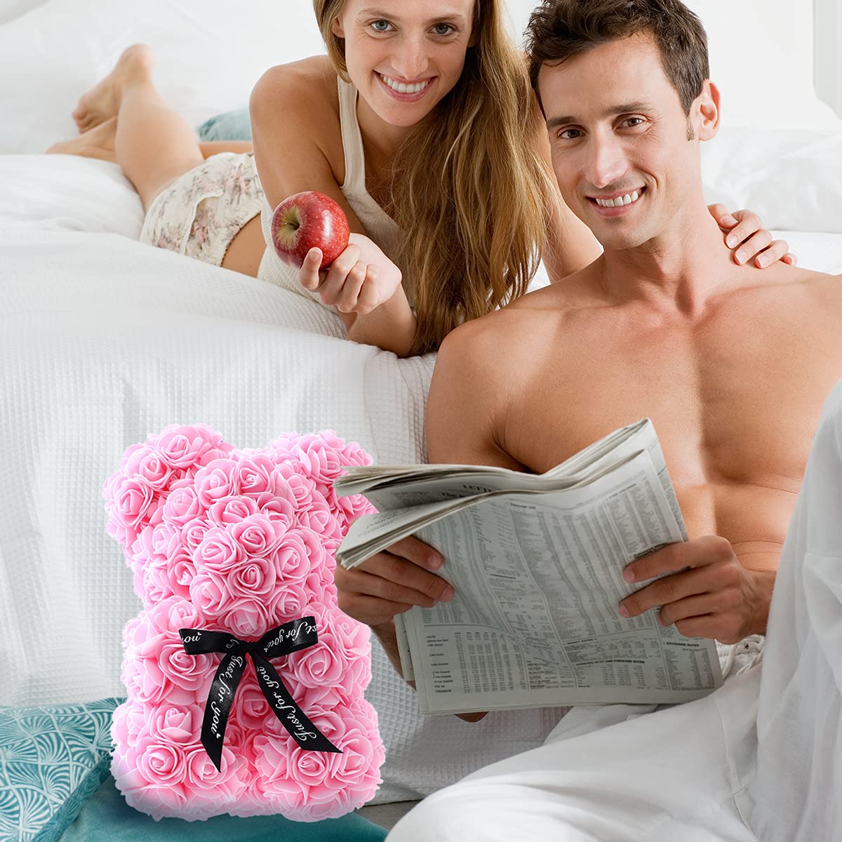 Handmade Rose Teddy Bear Gift for Women - Light Pink Rose Flower Bear with Clear Gift Box & Greeting Card | Perfect for Mother's Day, Valentine's Day, Anniversary & Bridal Showers | Romantic Home Decor & Special Occasion Gift Idea