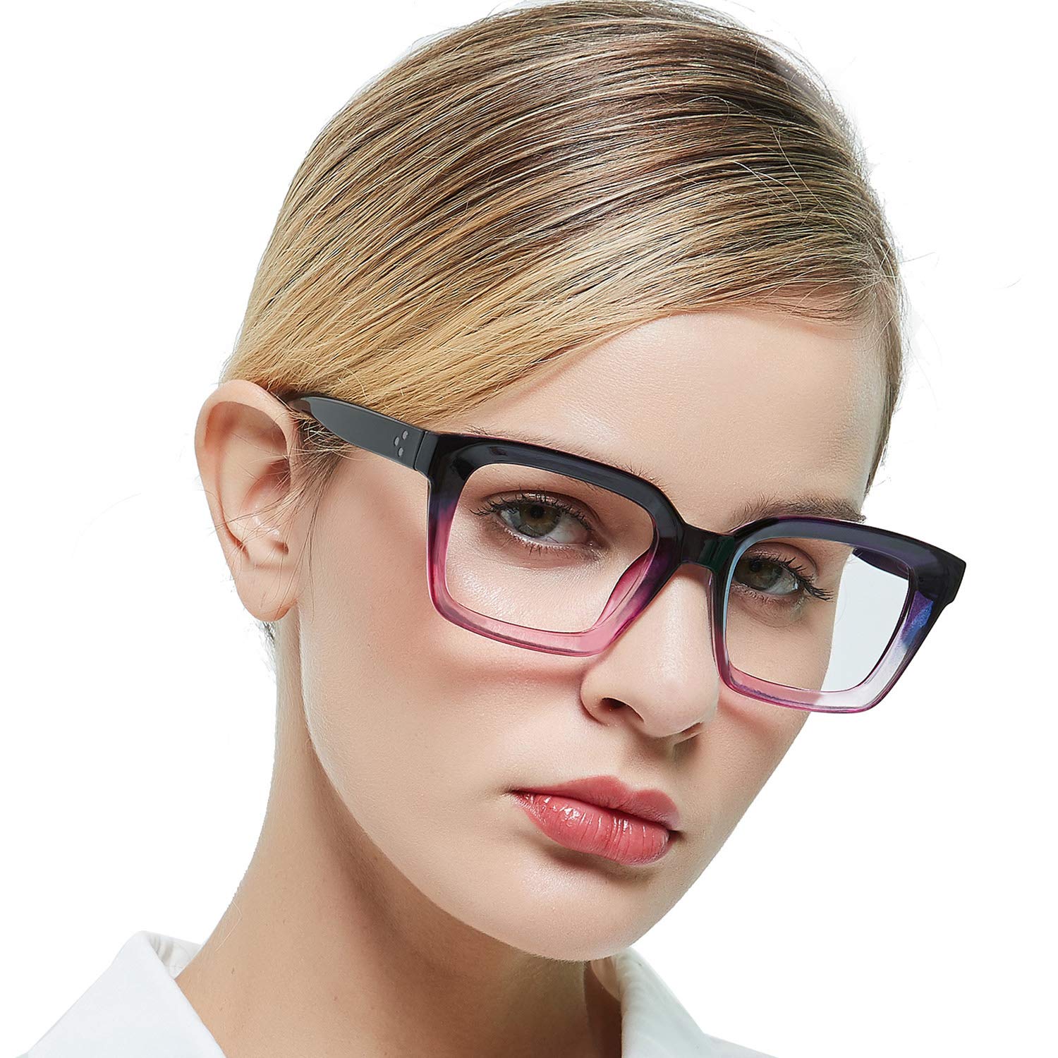 MARE AZZURO Blue Light Blocking Reading Glasses for Women - Anti Eyestrain Computer Glasses with UV Protection (0 to 6.0 Strength Options) - Purple Frame 2.25 Magnification - Perfect for Office Work, Screen Time & Night Reading