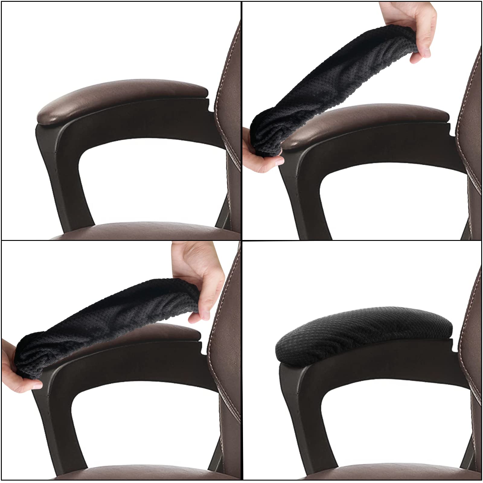 Stretchable Washable Office Chair Arm Covers - Elastic Armrest Pads Replacement for Computer Chairs (4-Piece Set, Large) - Perfect for Home Office, Gaming & Ergonomic Workspaces