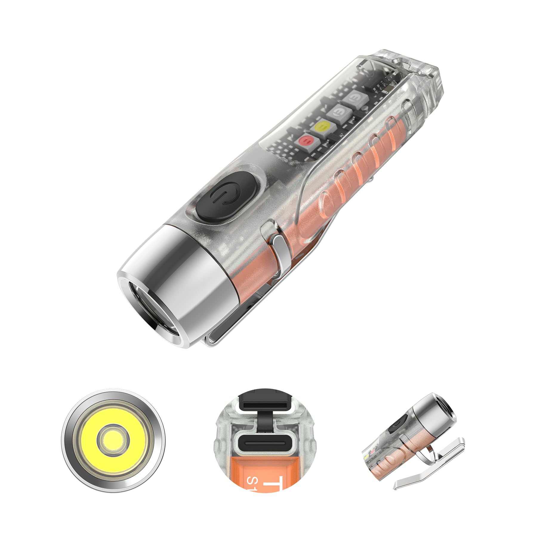 S12Plus Keychain Flashlight - 610 High Lumen USB C Rechargeable Mini LED Flashlight for Camping, Hiking, Emergency & Everyday Carry (EDC) - Compact Pocket Flashlight with Fluorescent White Light for Outdoor Adventures & Power Outages
