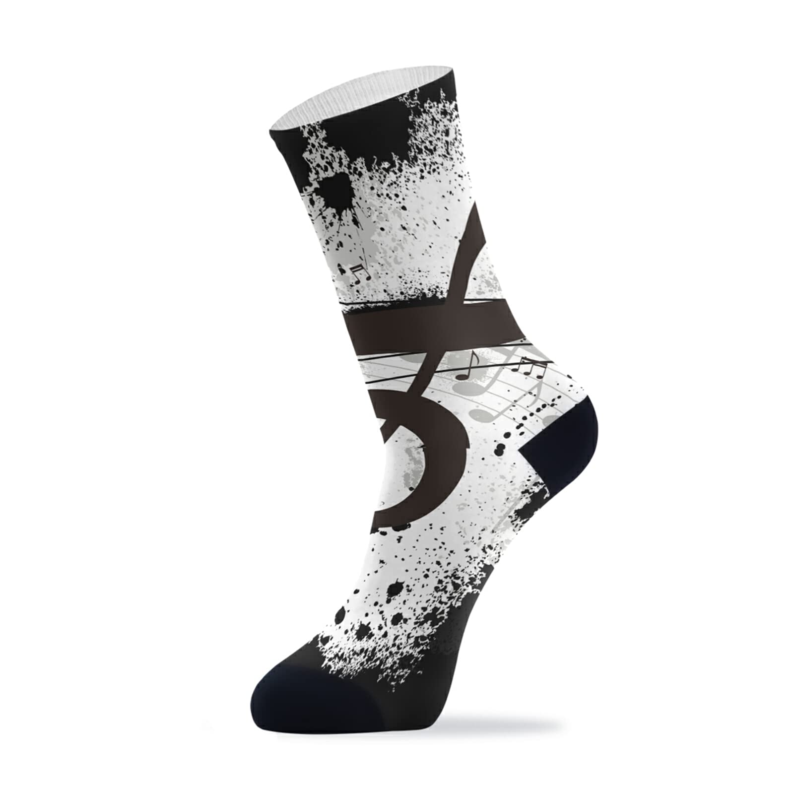 ZZAEO Unisex Music Note Crew Socks - Black Novelty Casual Socks for Women & Men - Perfect Gift for Musicians, Music Lovers & Sock Enthusiasts - Great for Concerts, Gifts & Everyday Wear