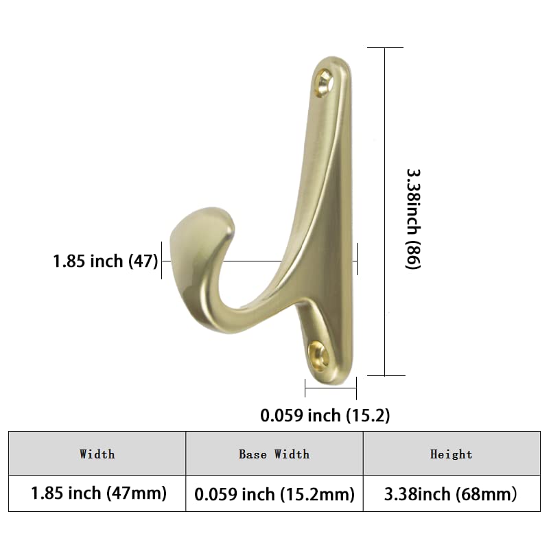 OLAYA Brushed Gold Wall Hooks - 1 Pack Decorative Metal Hooks for Hanging Hats, Coats & Kitchen Accessories - Perfect for Closet, Entryway & Bathroom Organization