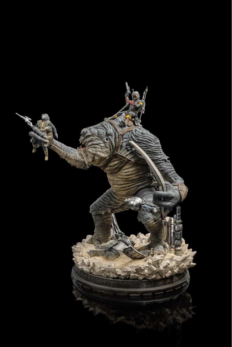 Iron Studios The Book of Boba Fett Boba Fett & Rancor Demi Art Scale Statue 1/20 - Premium Collectible Figure for Star Wars Fans, Perfect for Display in Home, Office, or Gaming Room