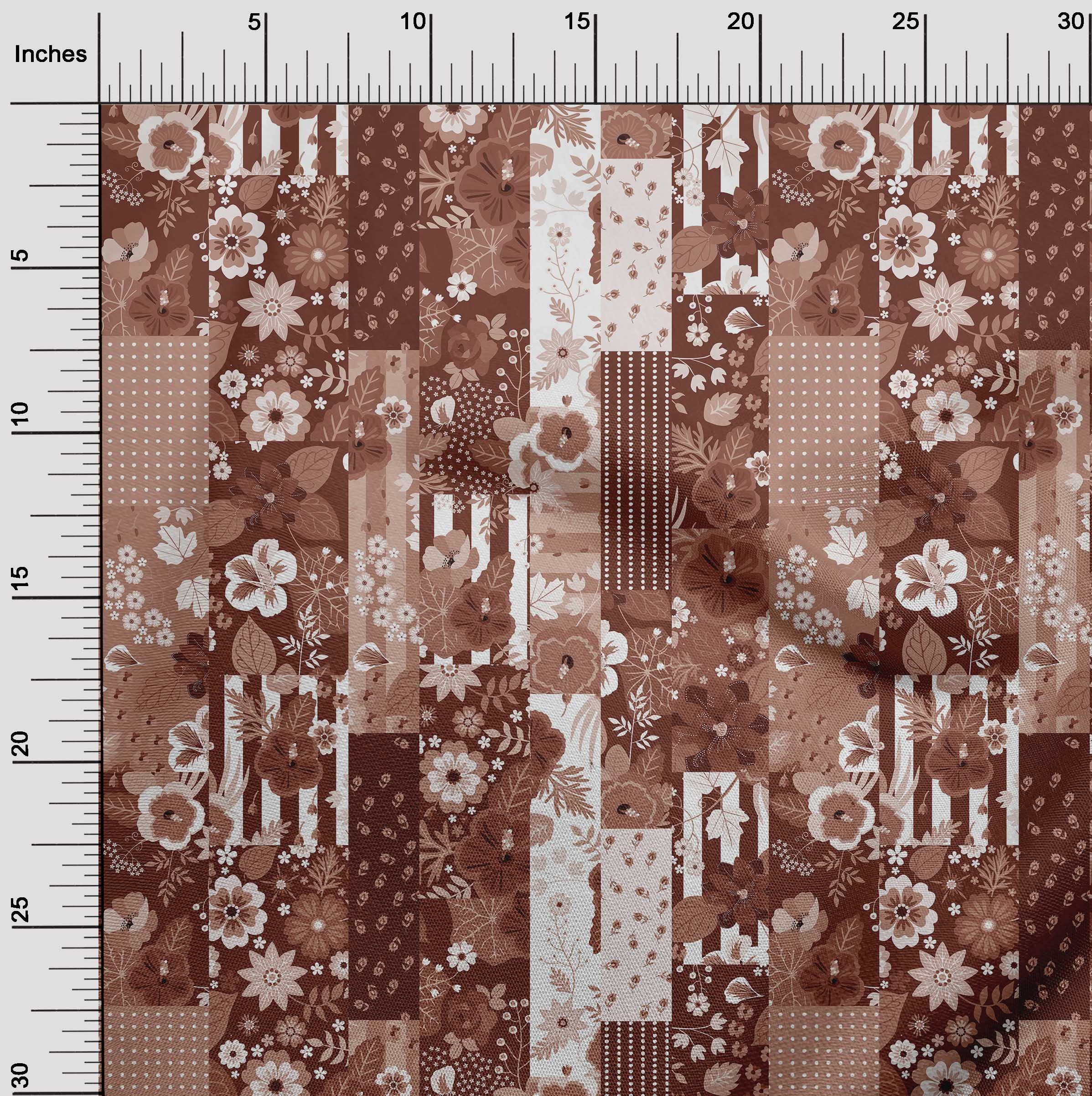 oneOone Polyester Spandex Maroon Floral Fabric - 56 Inch Wide Printed Craft Fabric for Sewing, DIY Projects & Home Decor | Asian Mix Design for Dresses, Curtains & Quilting