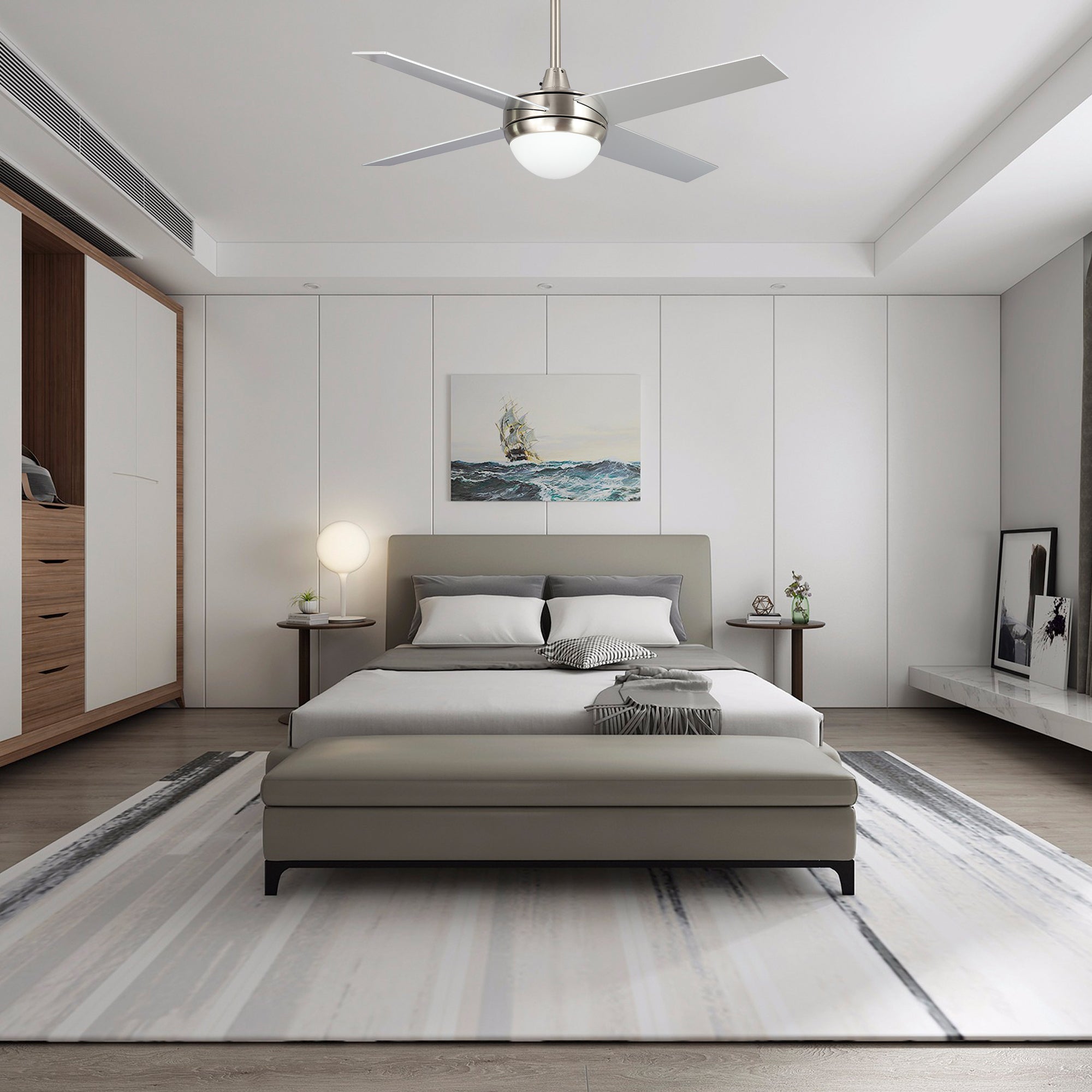 48 Inch Nova Modern Smart Ceiling Fan with LED Light - Remote Control, Energy Efficient, Quiet Operation for Bedroom, Living Room & Office