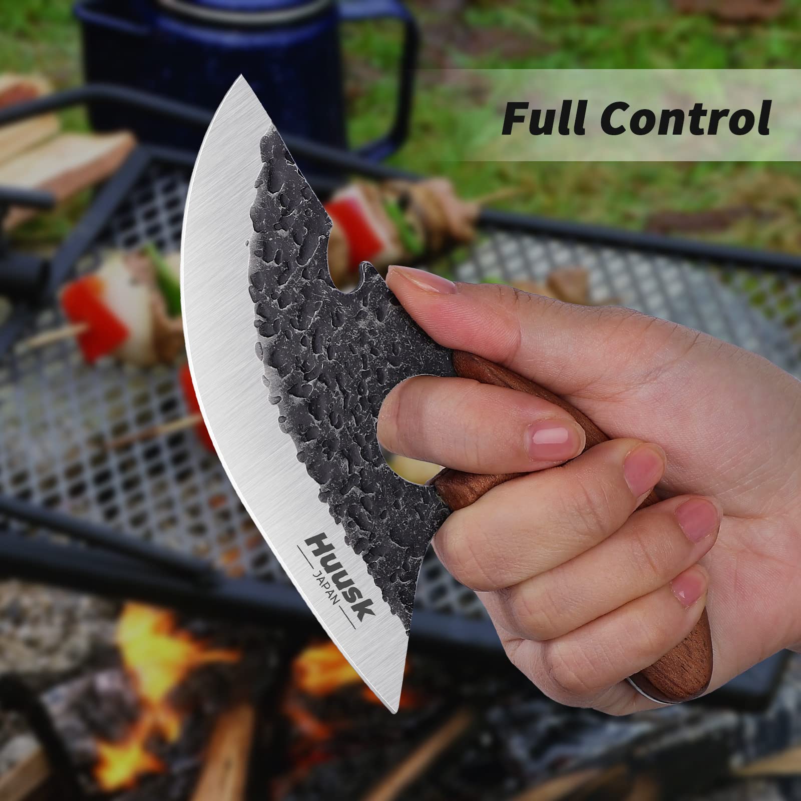 Premium Huusk Chef Knife & BBQ Beer Knife Set - Handcrafted Japanese Steel Blades with Leather Sheath & Gift Box - Perfect for Cooking, Outdoor Grilling, Camping & Gifts for Chefs