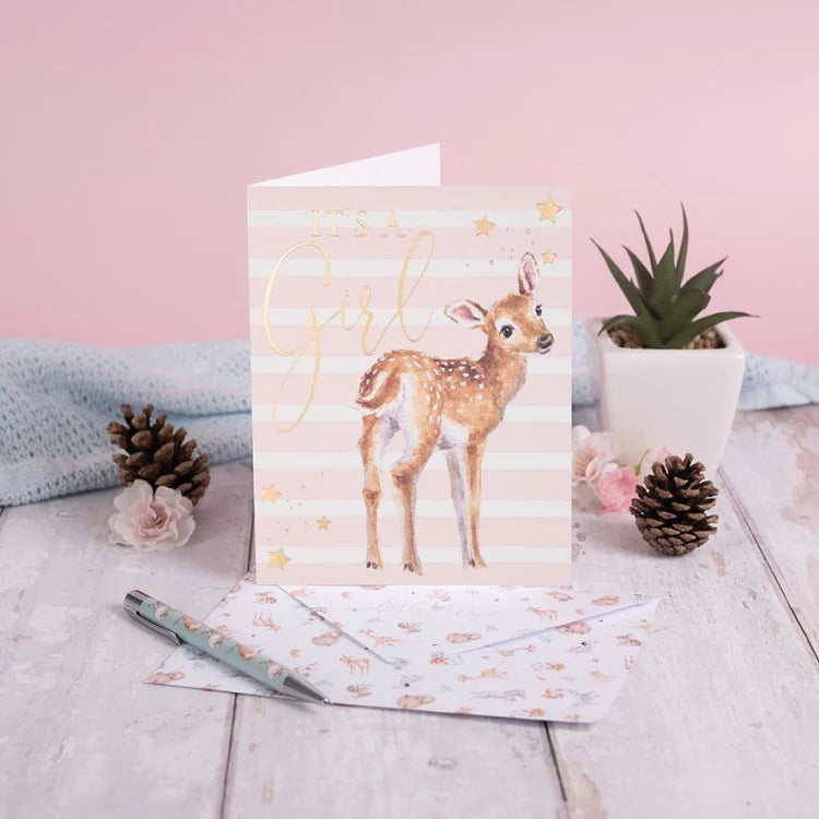 Wrendale Designs Loved Deerly 'It's a Girl' Baby Shower Gift - Adorable Deer-Themed Nursery Decor for Newborn Girls | Perfect for Birth Announcements, Christening Presents & First Birthday Gifts