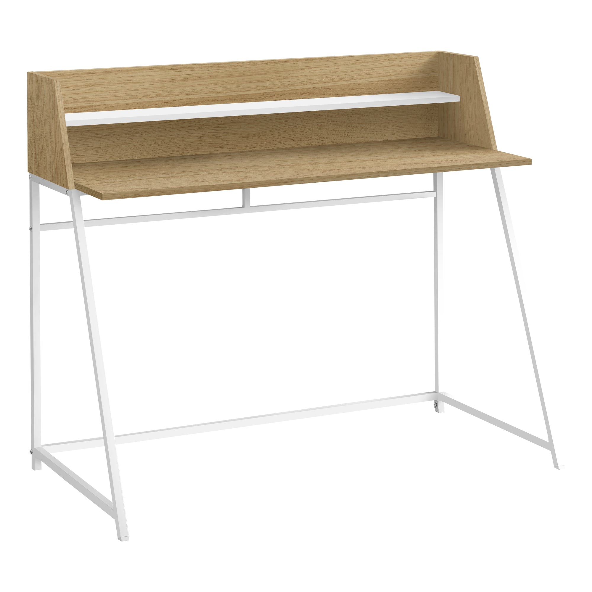 48-Inch Natural Wood Computer Desk with White Metal Frame - Home Office, Gaming & Study Desk for Small Spaces