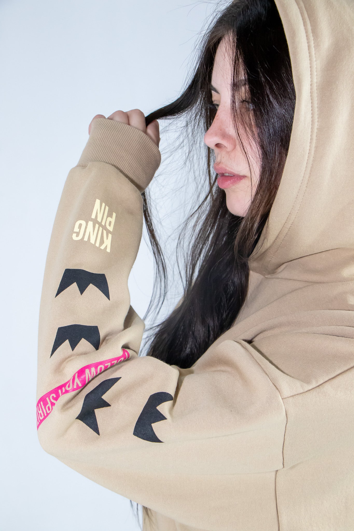 Buzo Kingpin M Kangaroo Oversized Beige Hoodie Z9 - Cozy Streetwear for Men | Perfect for Casual Outings, Gym Sessions & Winter Layering